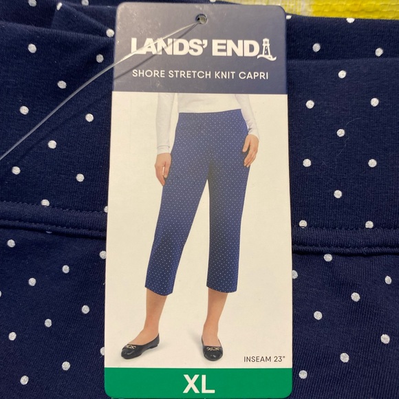 Lands' End Pants - Lands' End Navy Polka Dot Cropped Pants